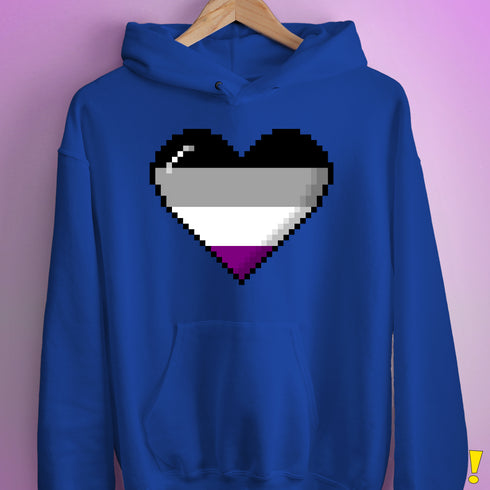 Asexual Pride 8-Bit Pixel Heart Hoodie - Royal Blue